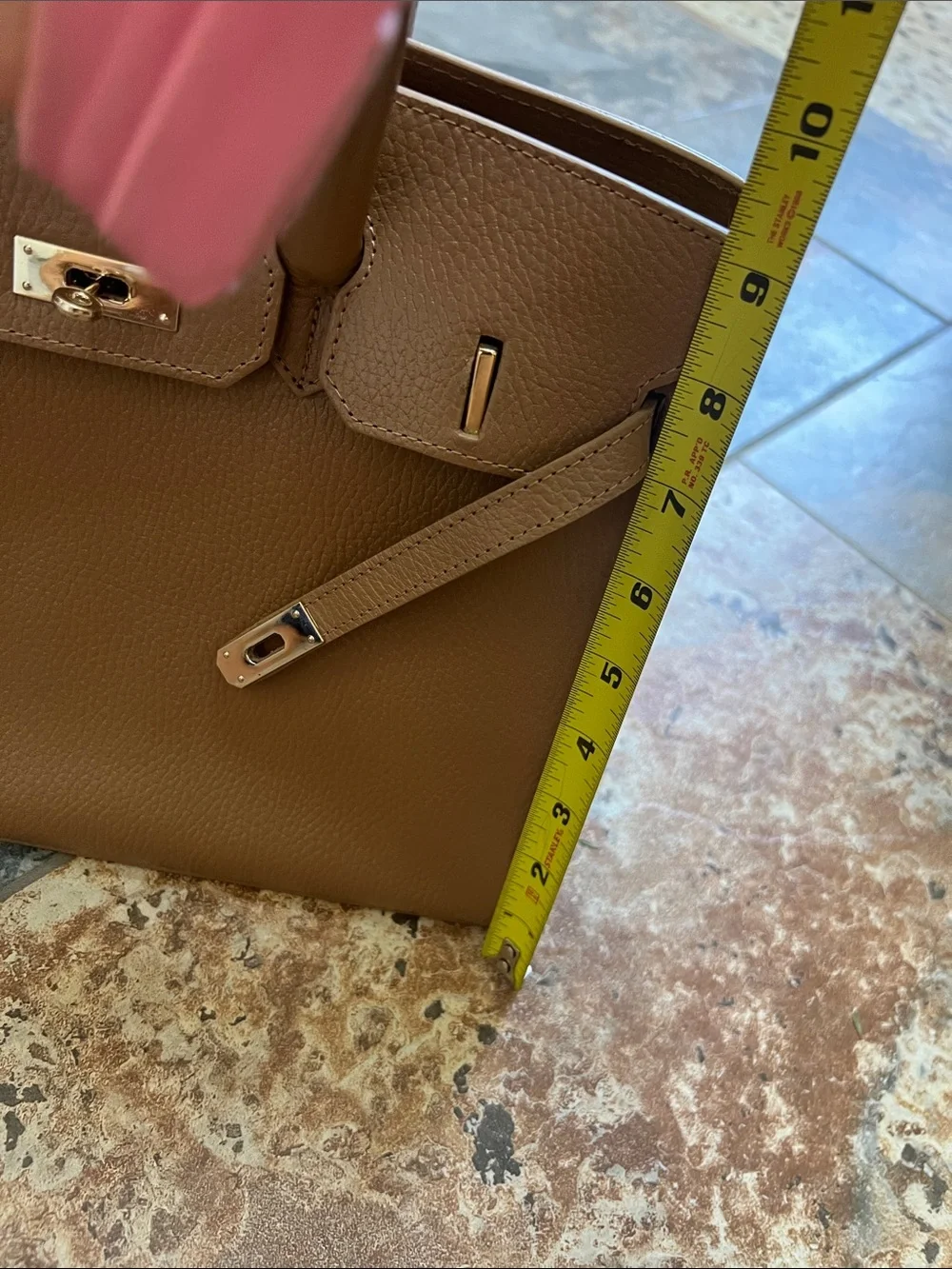 Classic Top-Handle Leather Satchel in tan